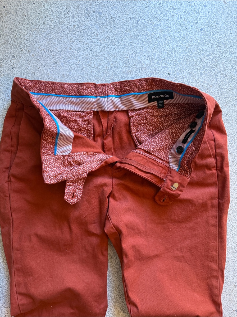 Bonobos Rust Orange Slim Taper Italian Chino Pants Like New 31 x 30 - Picture 10 of 12